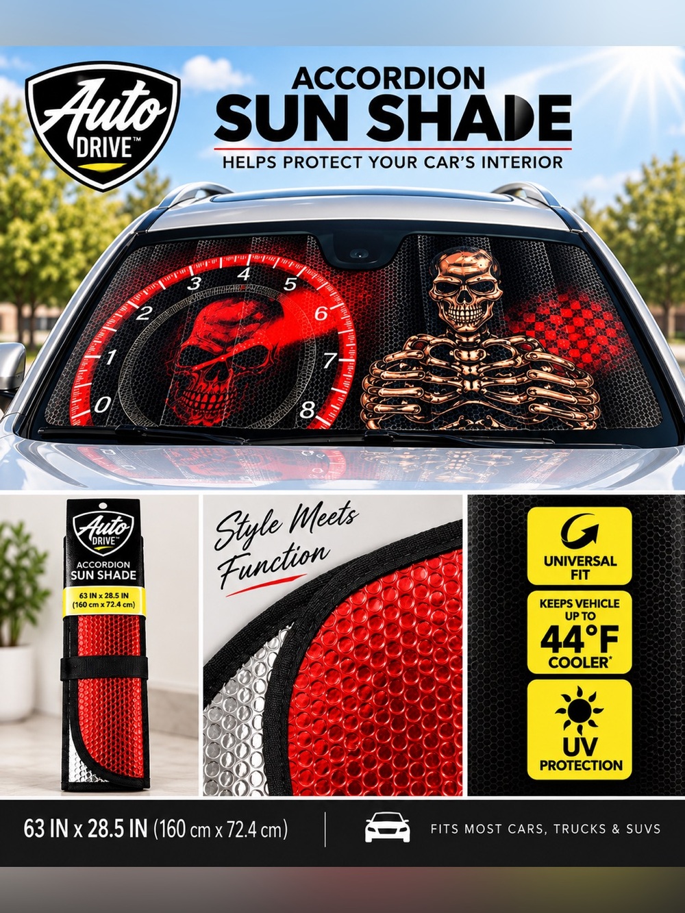 Skull Windshield Shade for Vehicles
